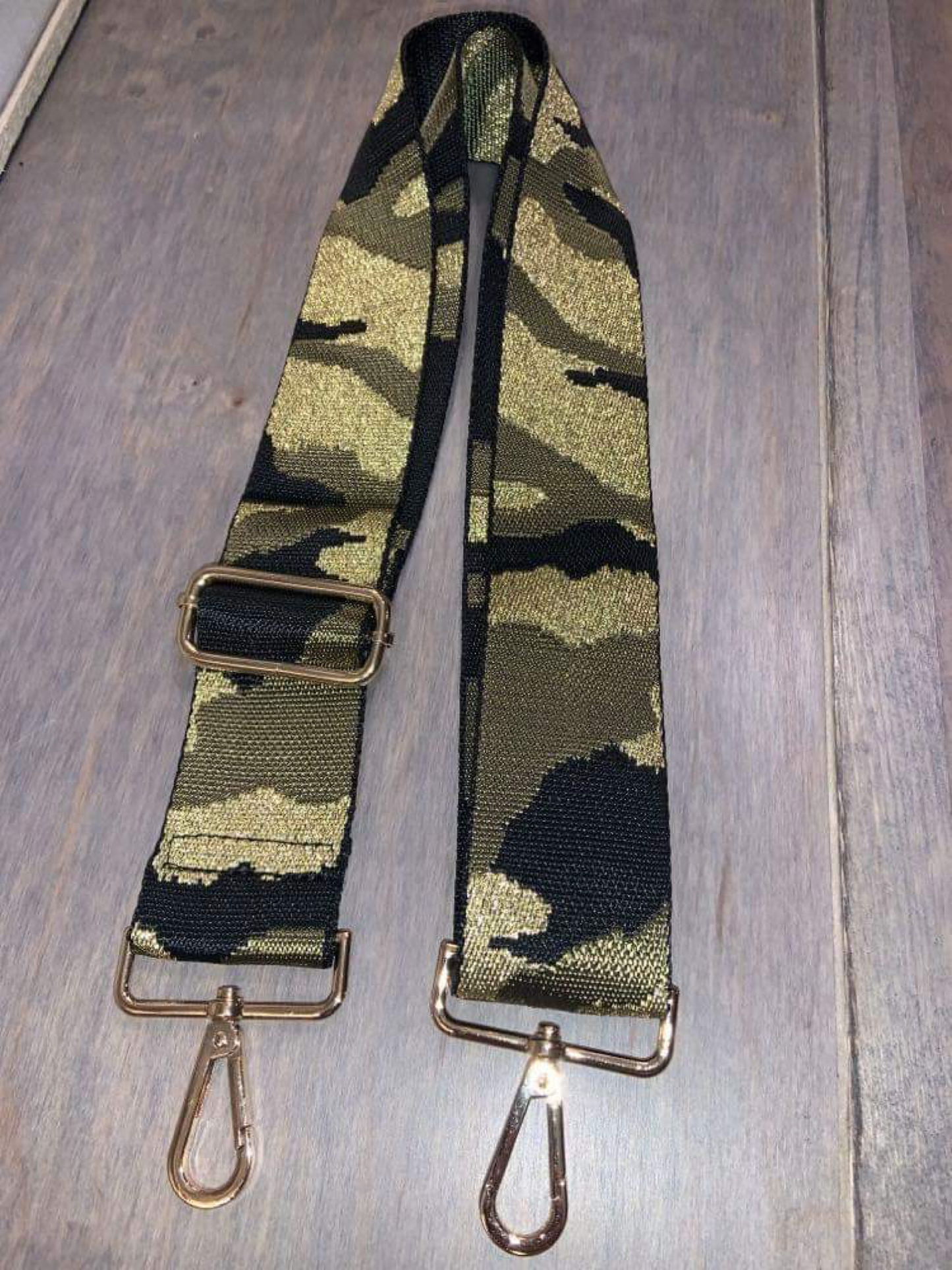 CAMOUFLAGE ADJUSTABLE BAG STRAP - ARMY GREEN/BLACK/GOLD