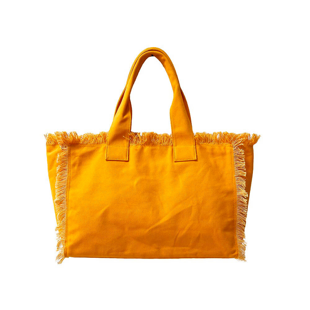 Solid Large Canvas Fringe Tote - Assorted Colors