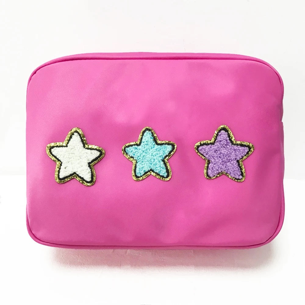 X-Large Nylon Zippered Cosmetic Bag - Assorted Colors