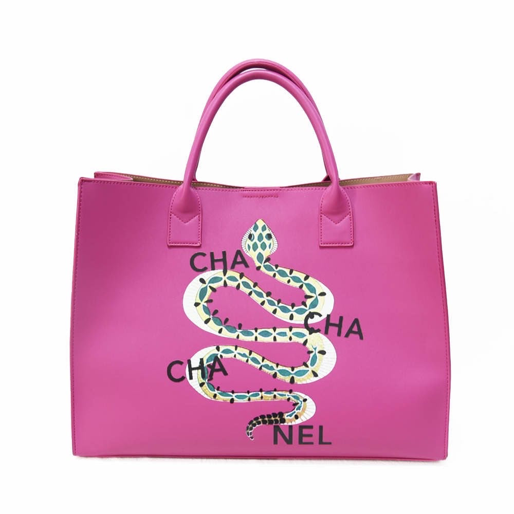 Cha Cha Vegan Leather Tote - Dark Pink