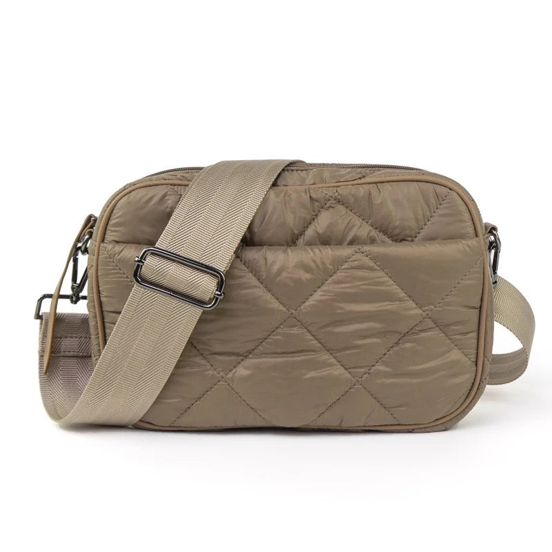 Quilted Puffer Crossbody - Tan, Black or Olive