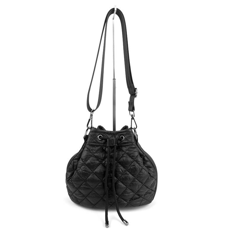 Quilted Puffer Bucket Bag - Tan, Black or Olive