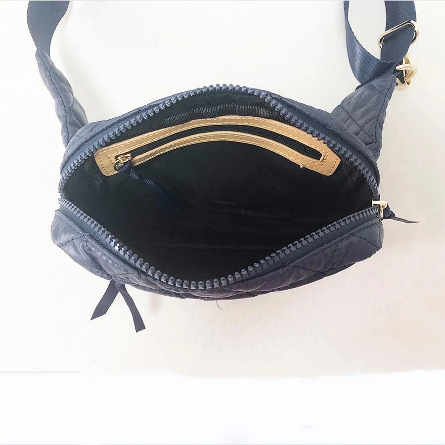 QUILTED BELT BAG FANNY BAG WAIST BAG - BLACK OR NAVY