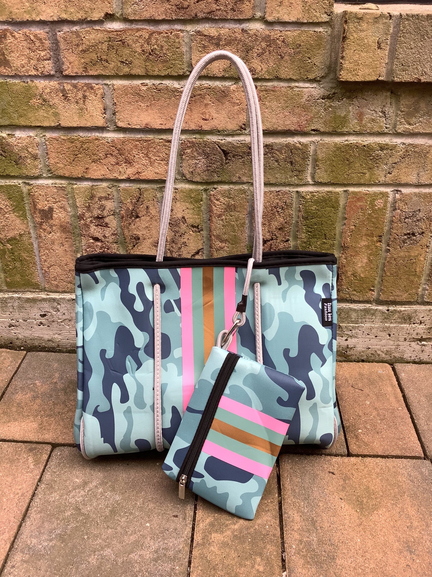 Mint Mix Camoflauge Neoprene Tote