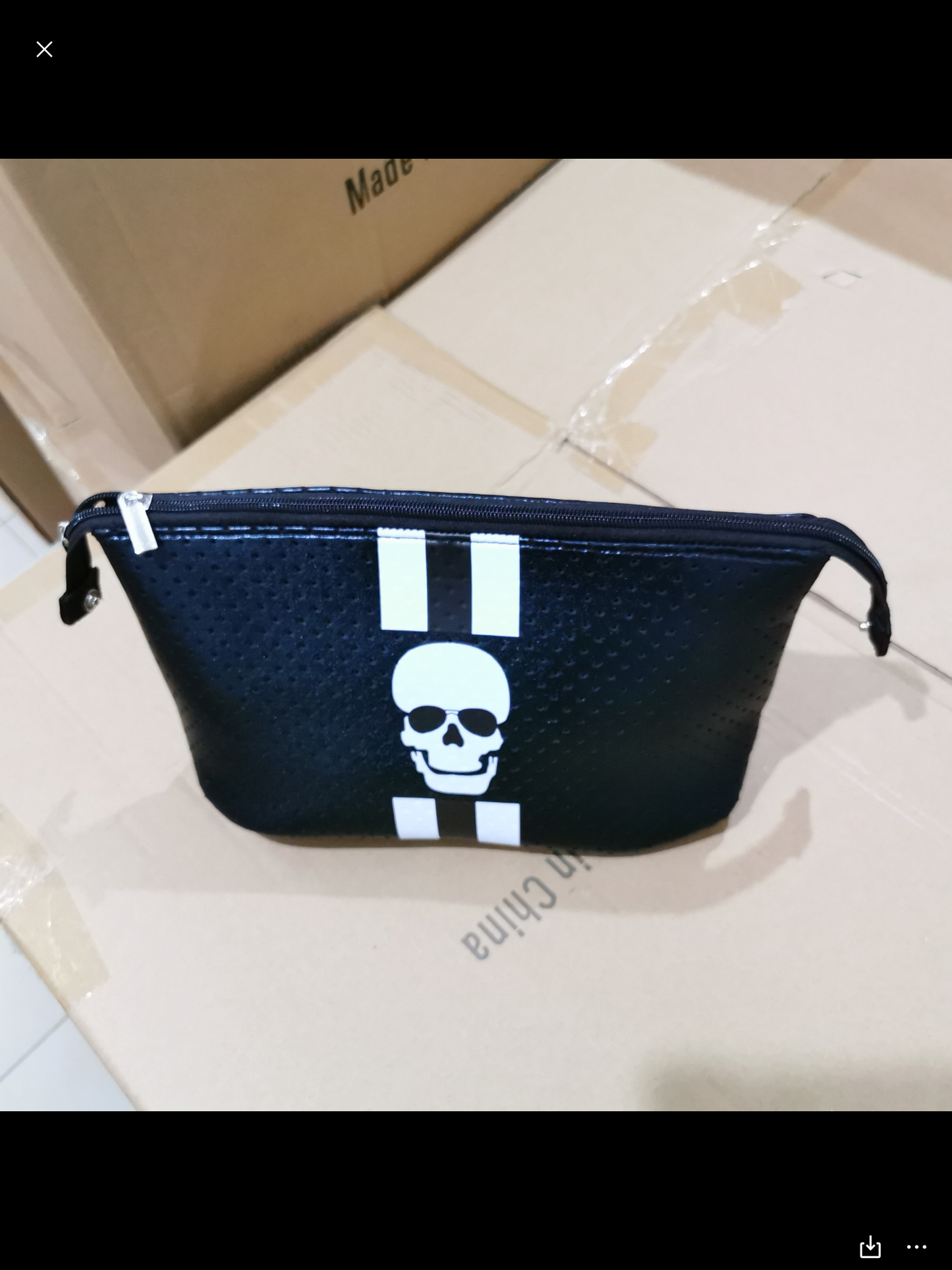 Black Metallic Skull Neoprene Cosmetic Case/Clutch