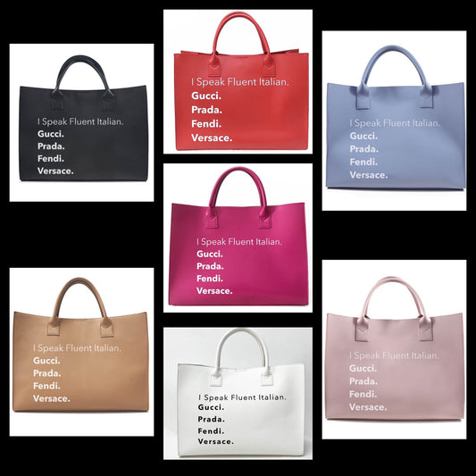 I Speak Italian Vegan Leather Tote - Assorted Colors