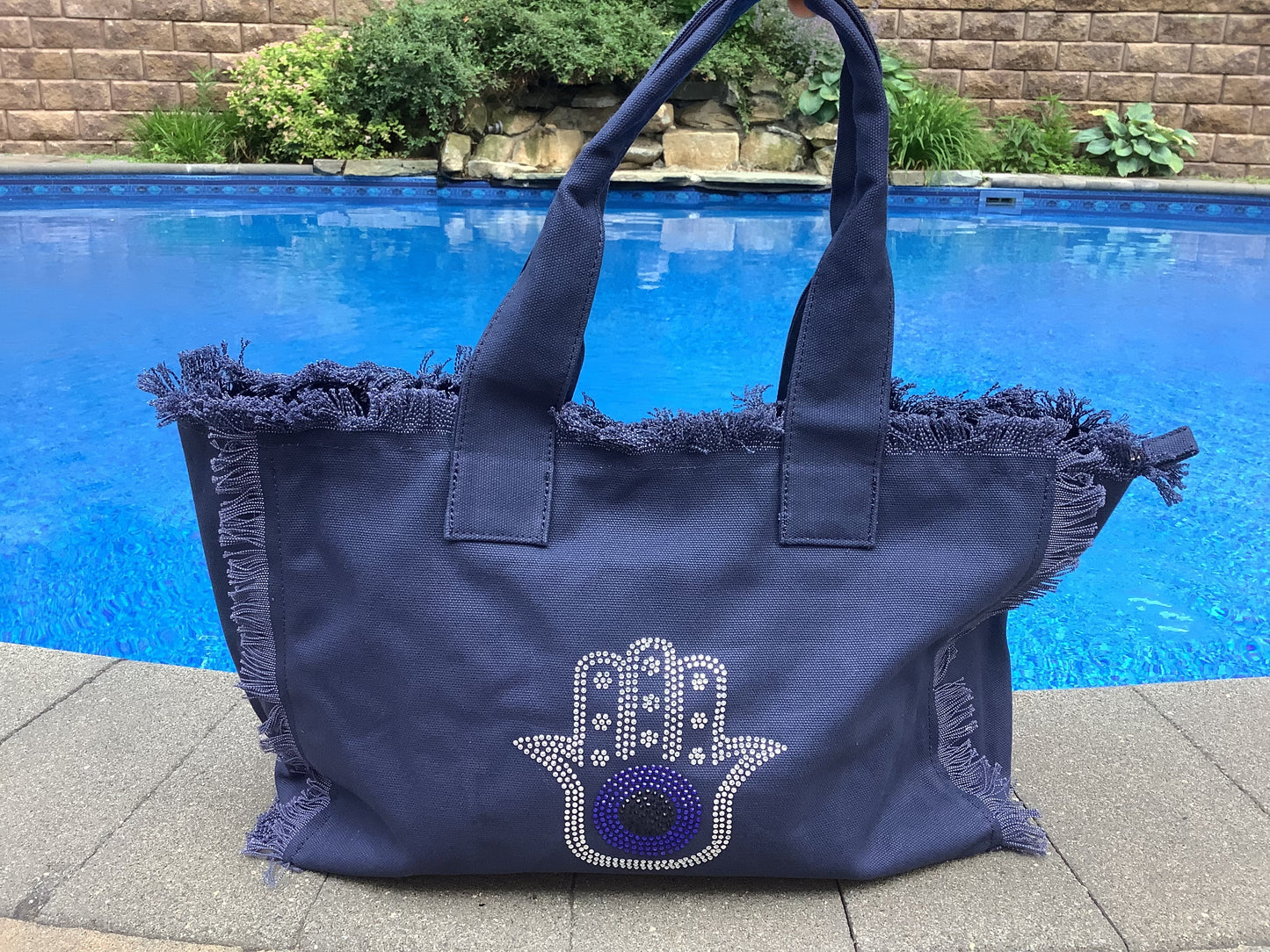 Hamsa Canvas Tote - Navy