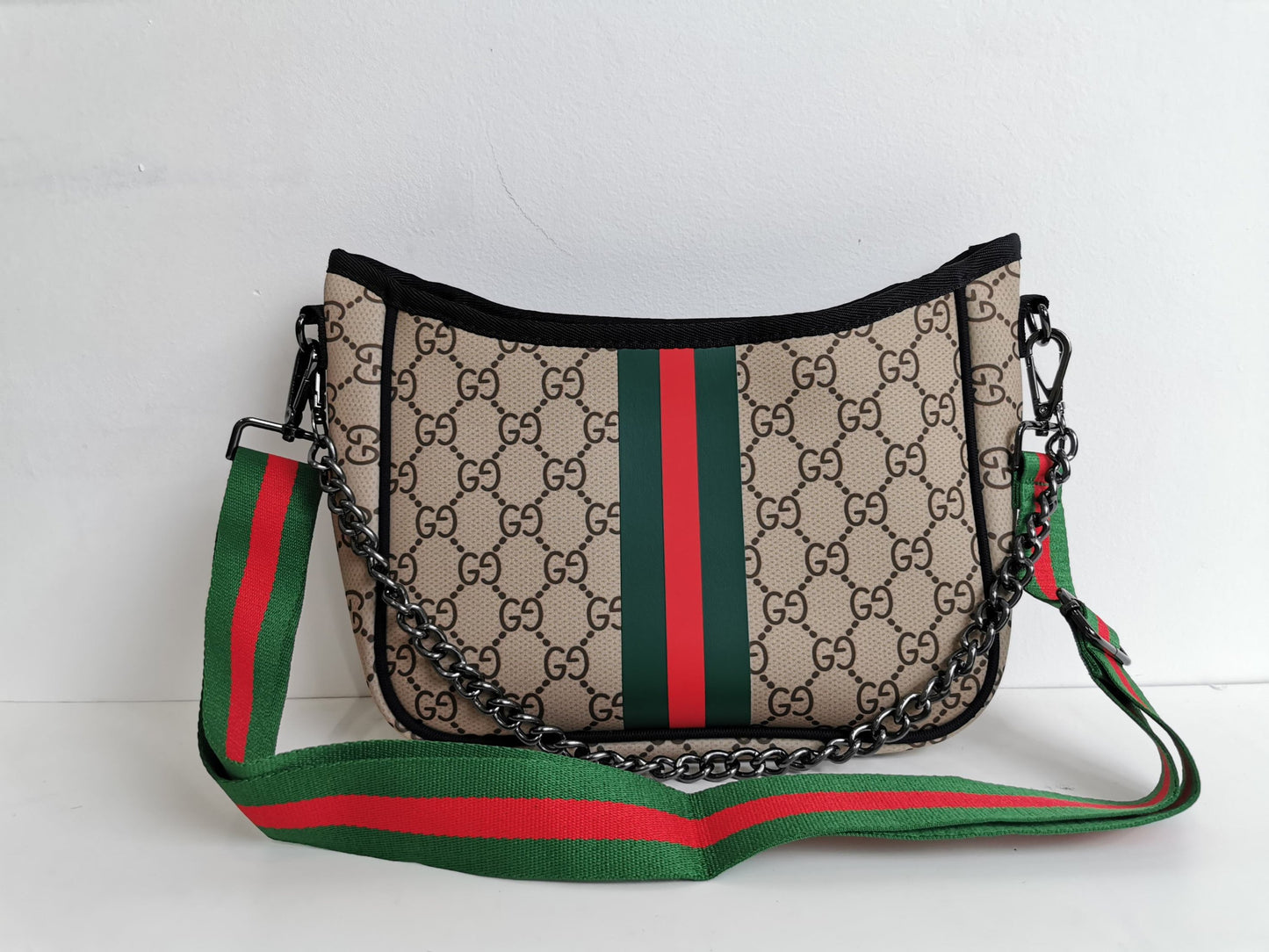 Red Green Stripe Neoprene Crossbody