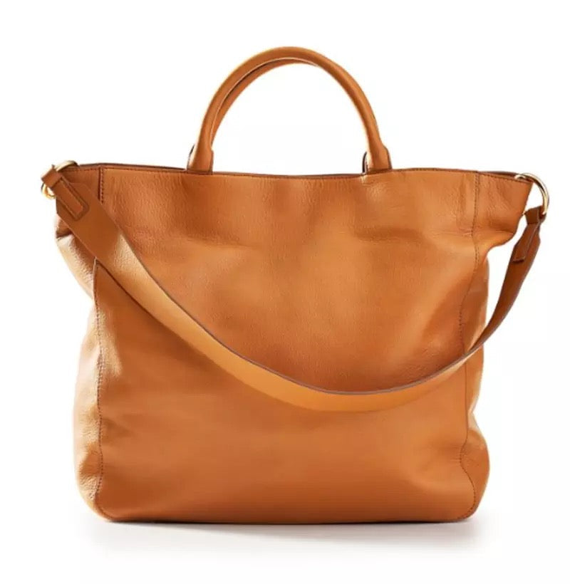 Vegan Leather Shoulder Bag - Camel