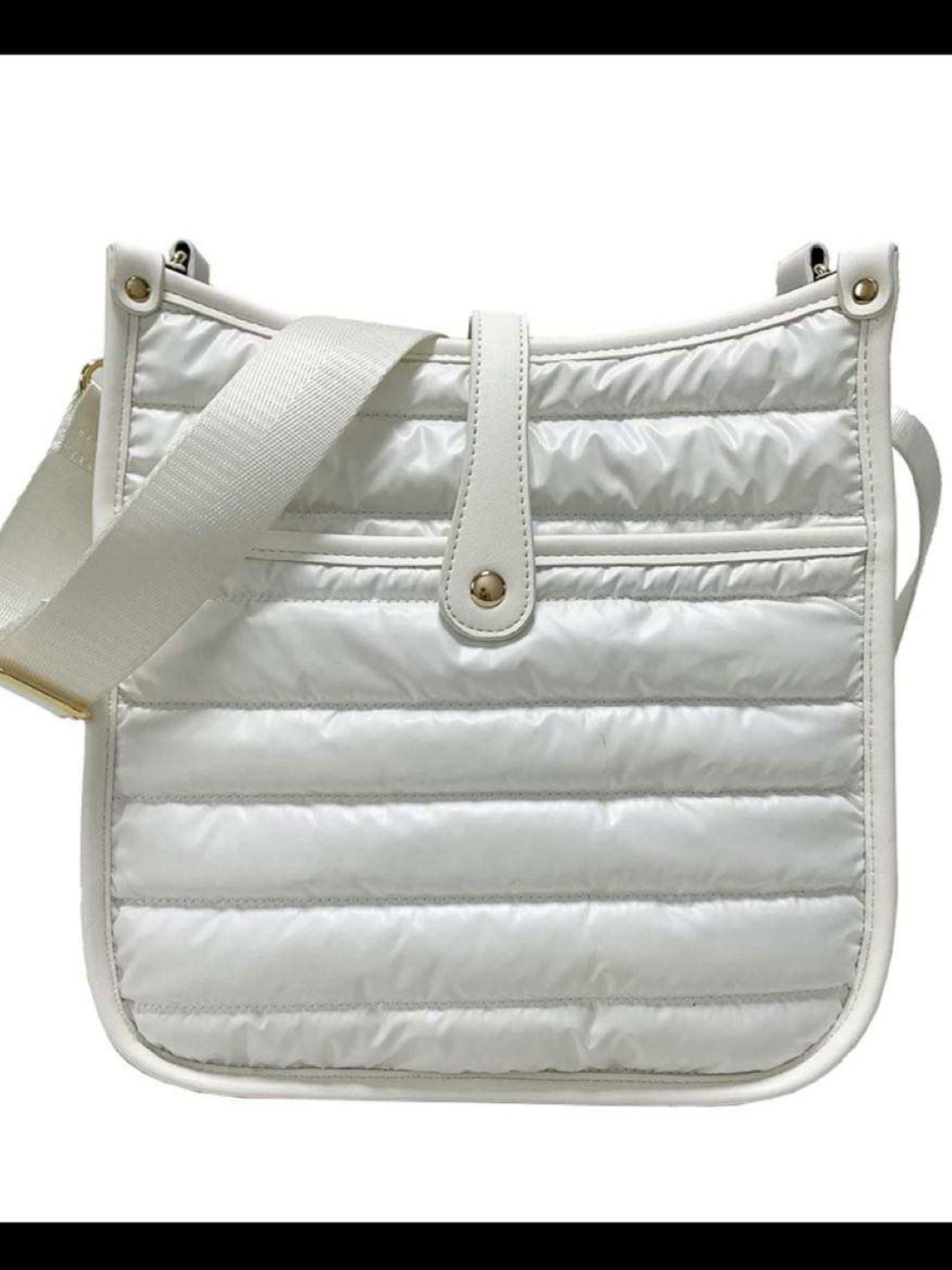 White Metallic Puffer Crossbody