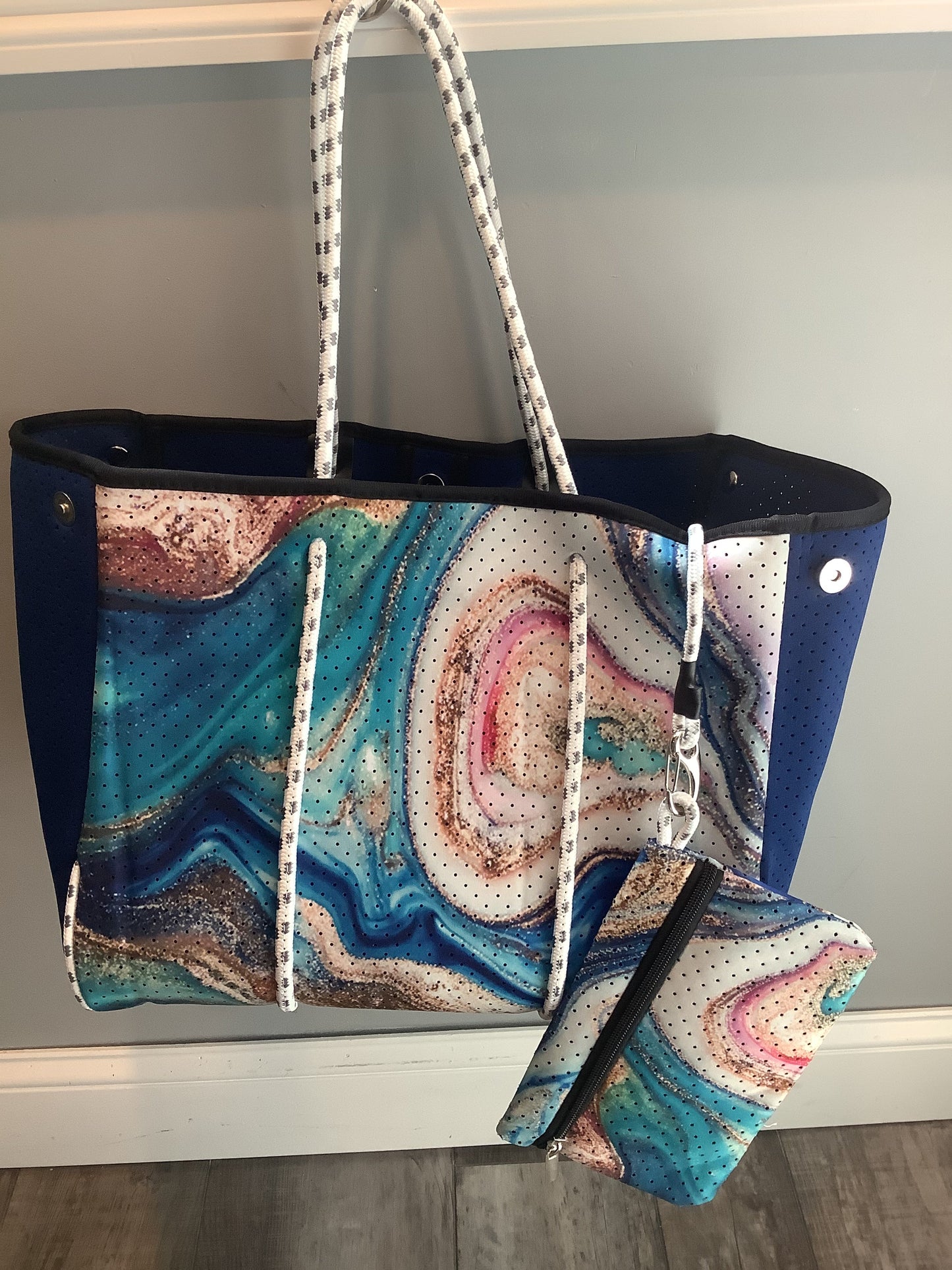 Royal Blue Geode Neoprene Tote