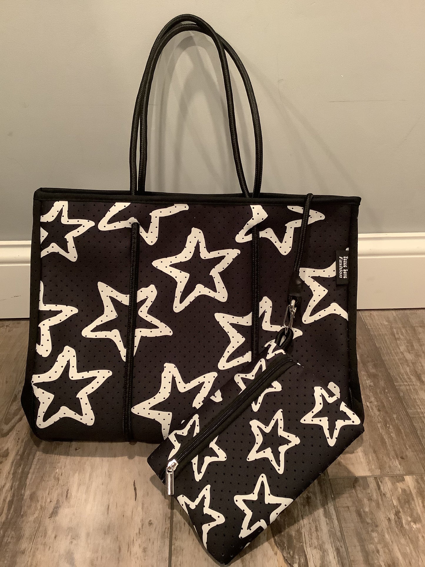 Black Large Star Neoprene Tote