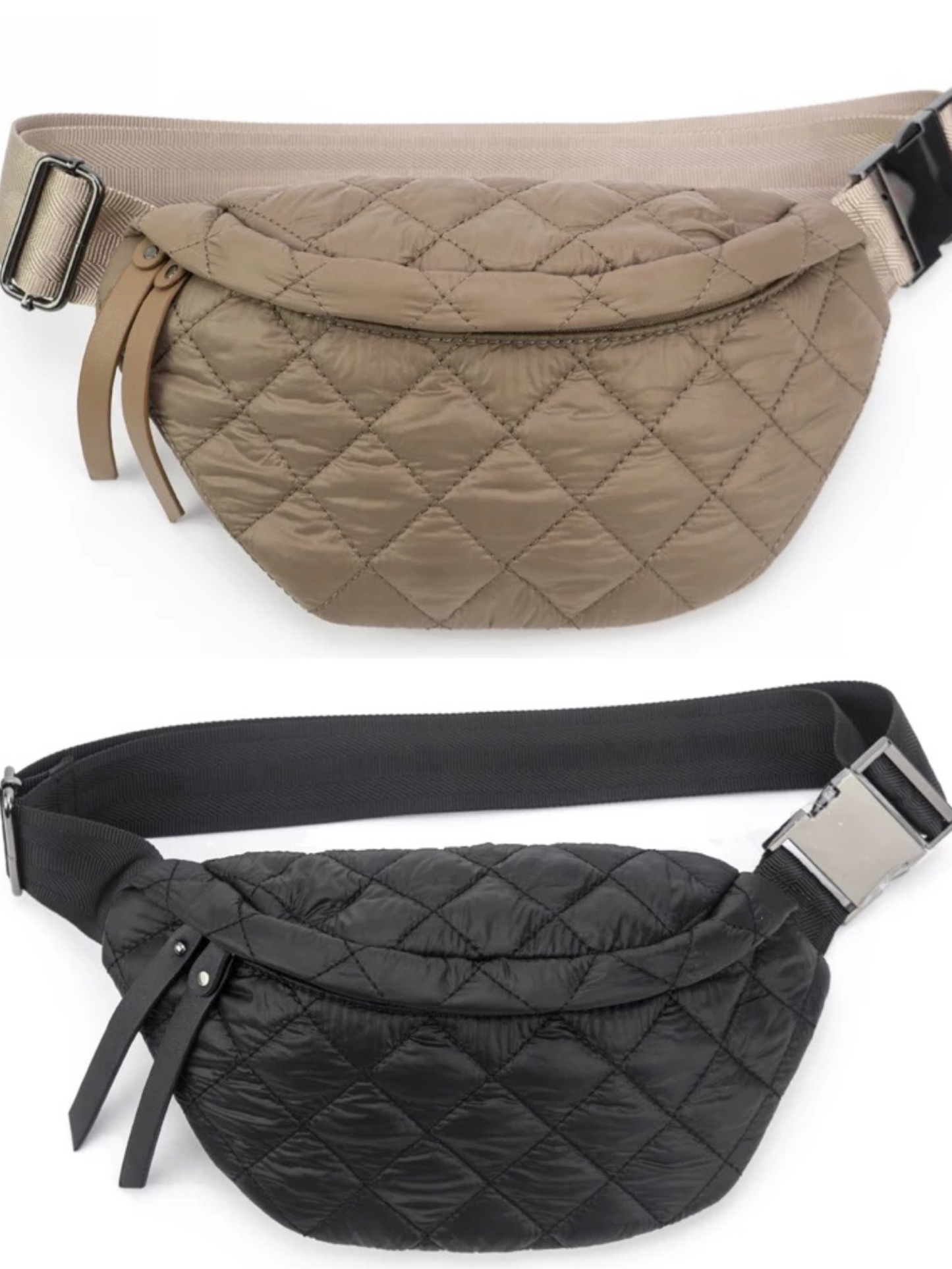 Quilted Puffer Fanny Pack - Tan or Black