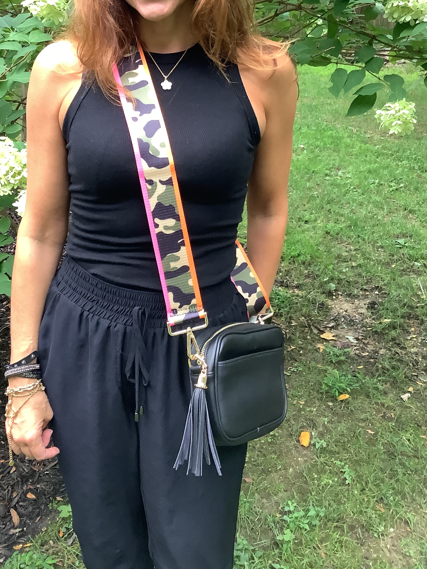 Black Vegan Leather Rectangle Crossbody Bag