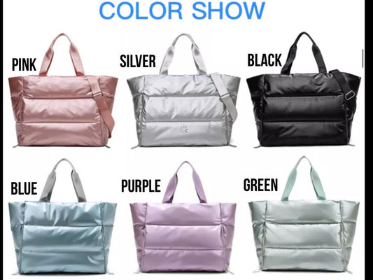 Matte Finish Quilted puffer tote bag - Assorted Colors