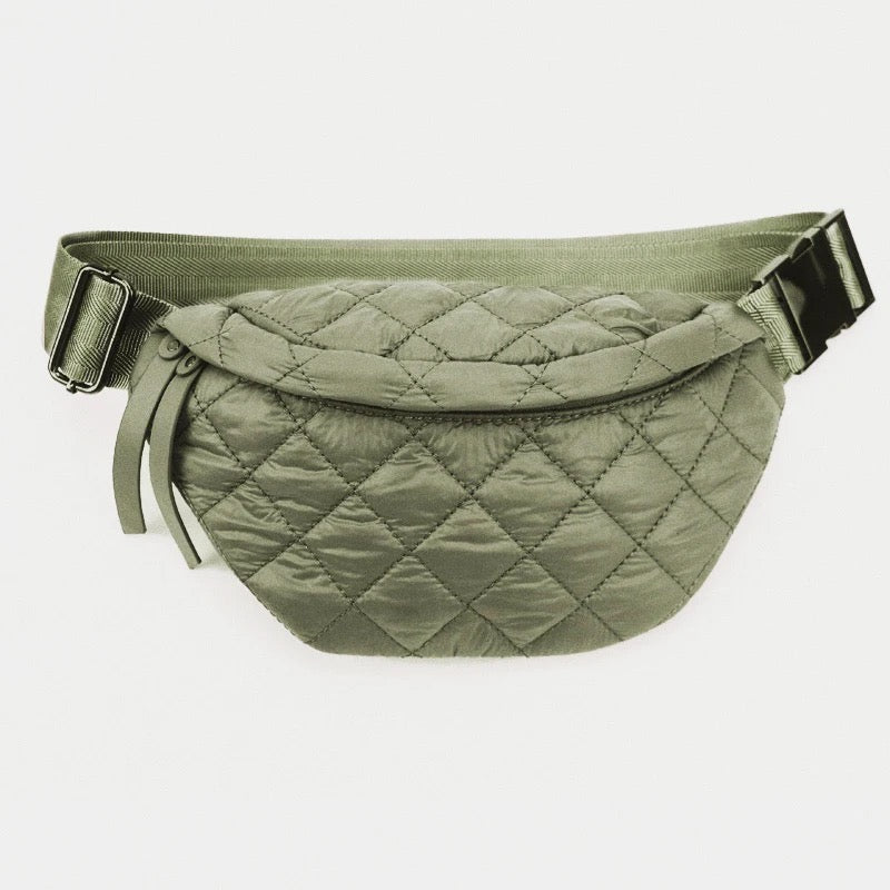 Quilted Puffer Fanny Pack - Tan or Black