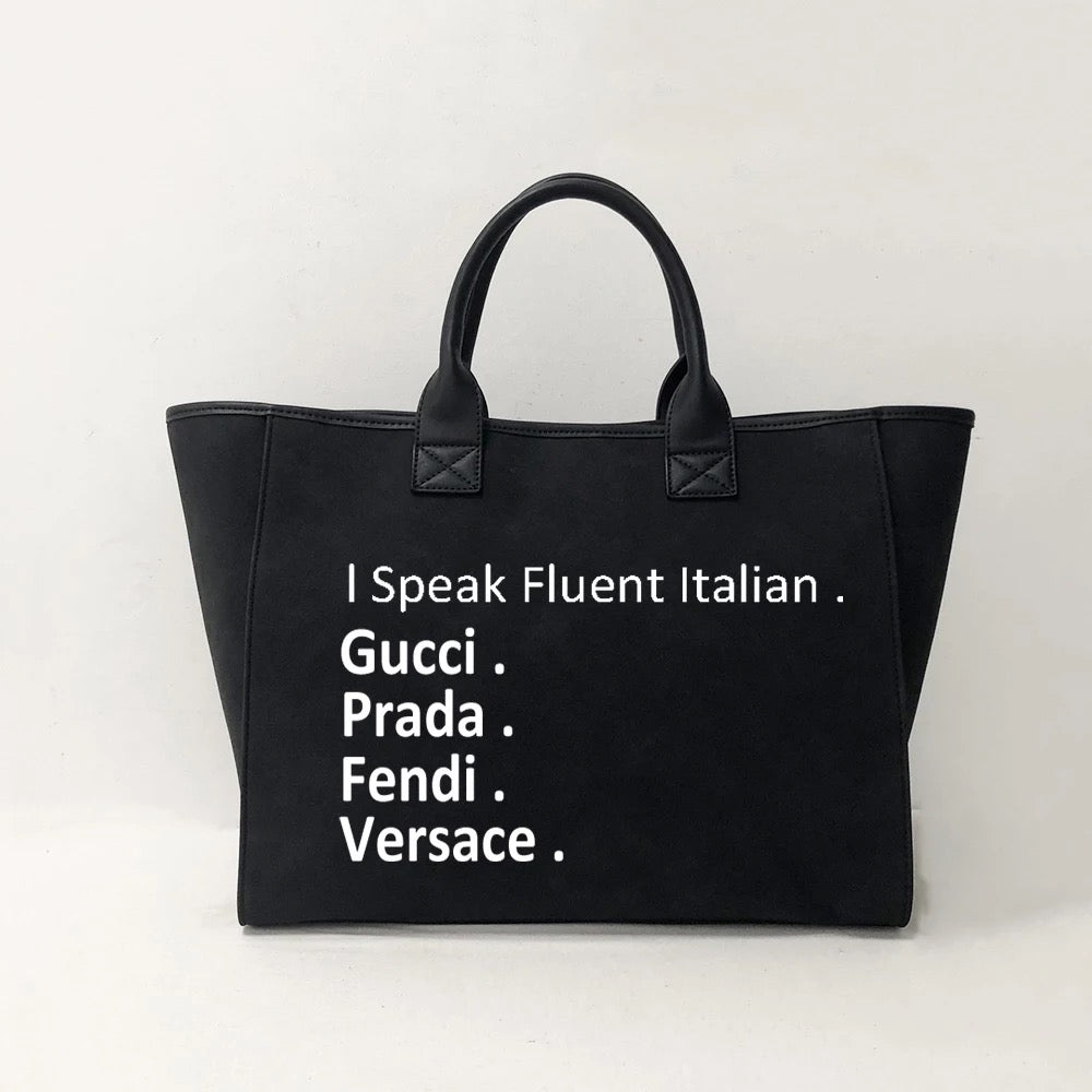 Nubuck Speak Italian Tote - Camel, Grey, Black