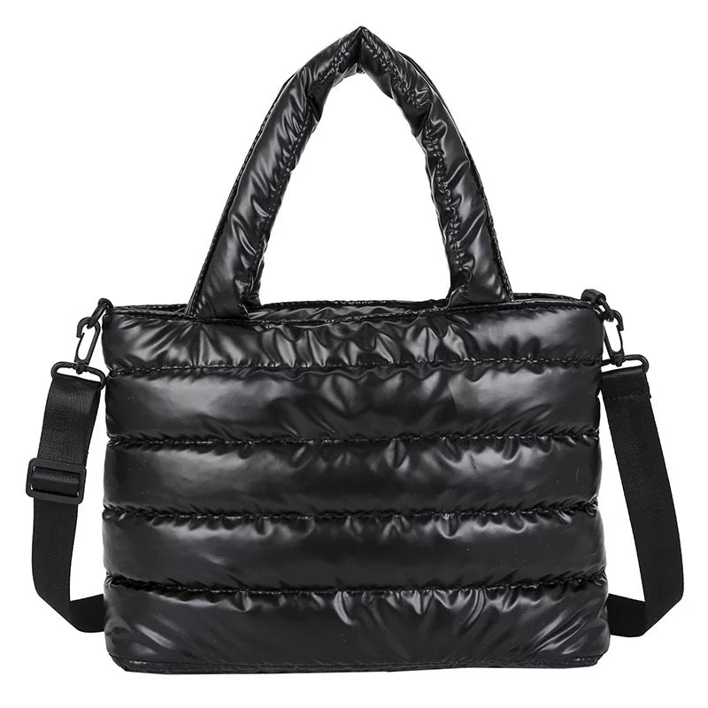 Nylon puffer store tote bag