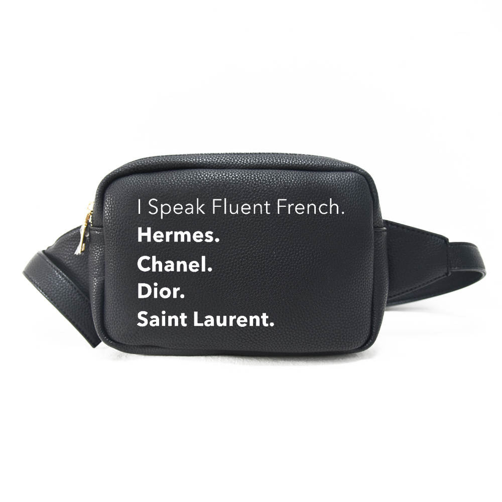I Speak Fluent French Vegan Leather Tote, Black