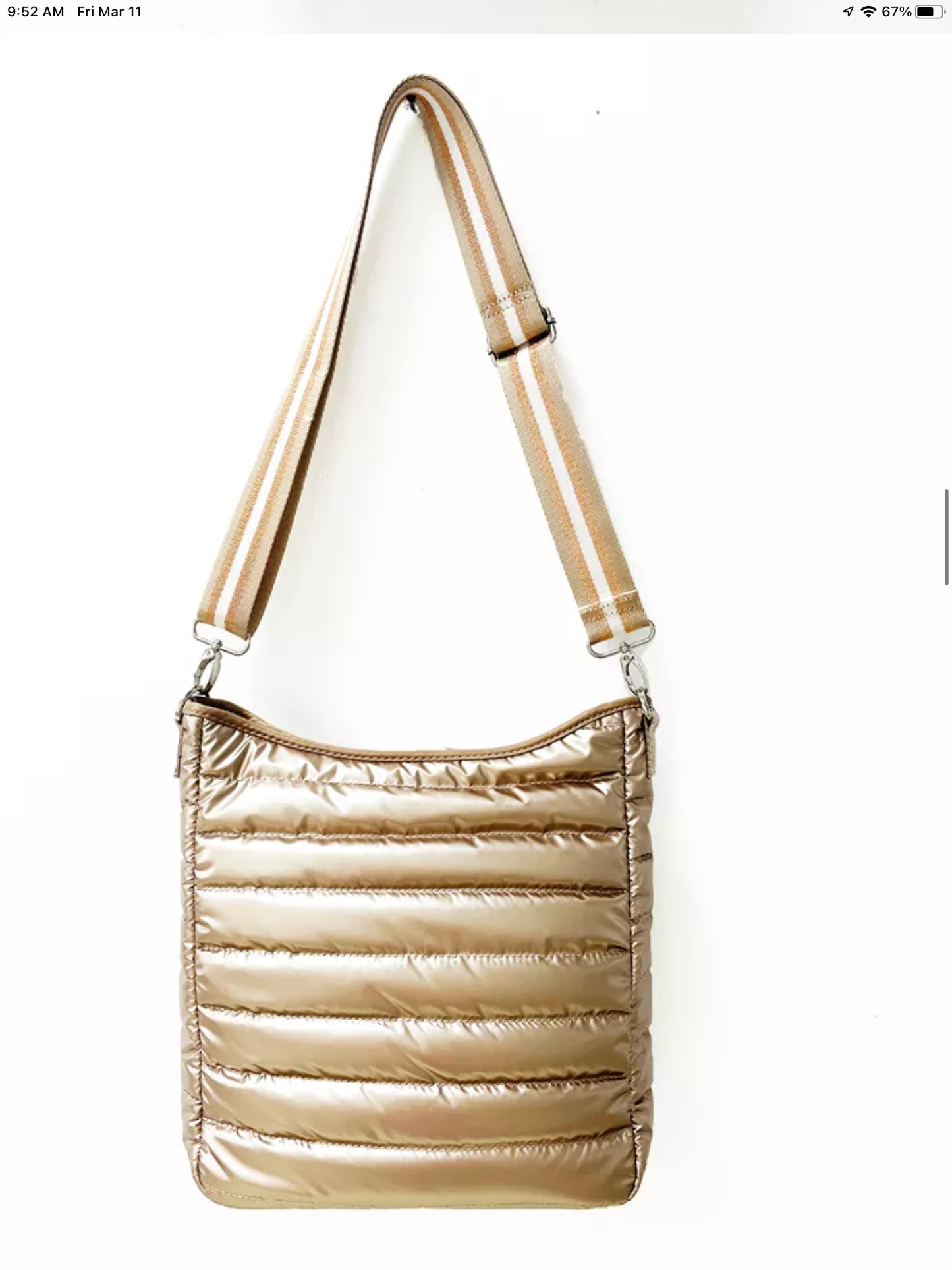 Gold Matte Metallic Puffer Crossbody