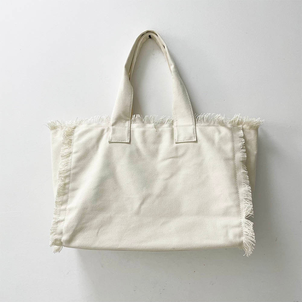 Solid Large Canvas Fringe Tote - Assorted Colors