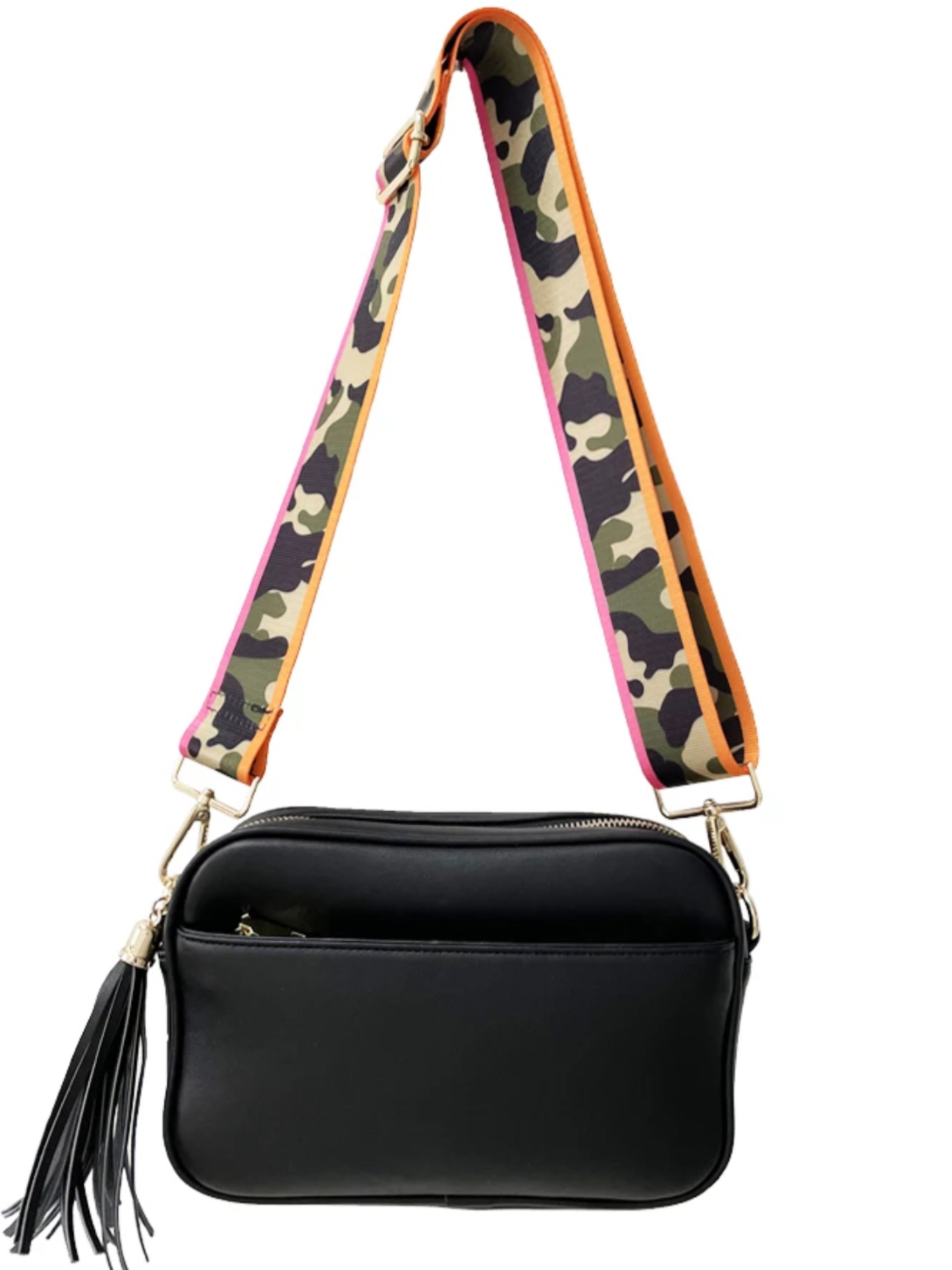 Black Vegan Leather Rectangle Crossbody Bag