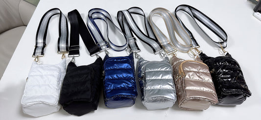 Water Bottle Puffer Crossbody Bags - Assorted Colors