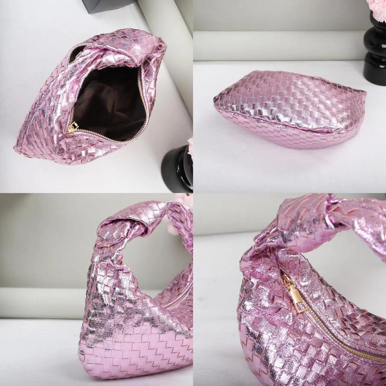 Hand Woven Metallic Mini Hobo - Assorted Colors