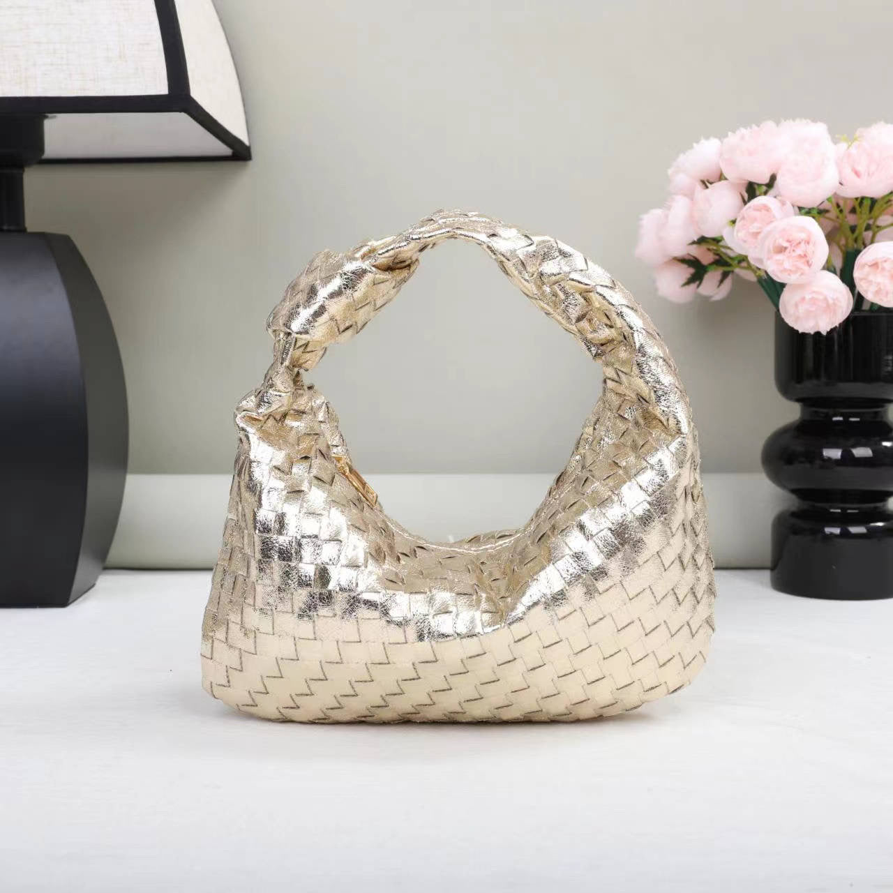 Hand Woven Metallic Mini Hobo - Assorted Colors