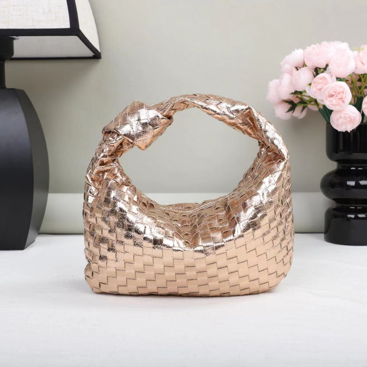 Hand Woven Metallic Mini Hobo - Assorted Colors