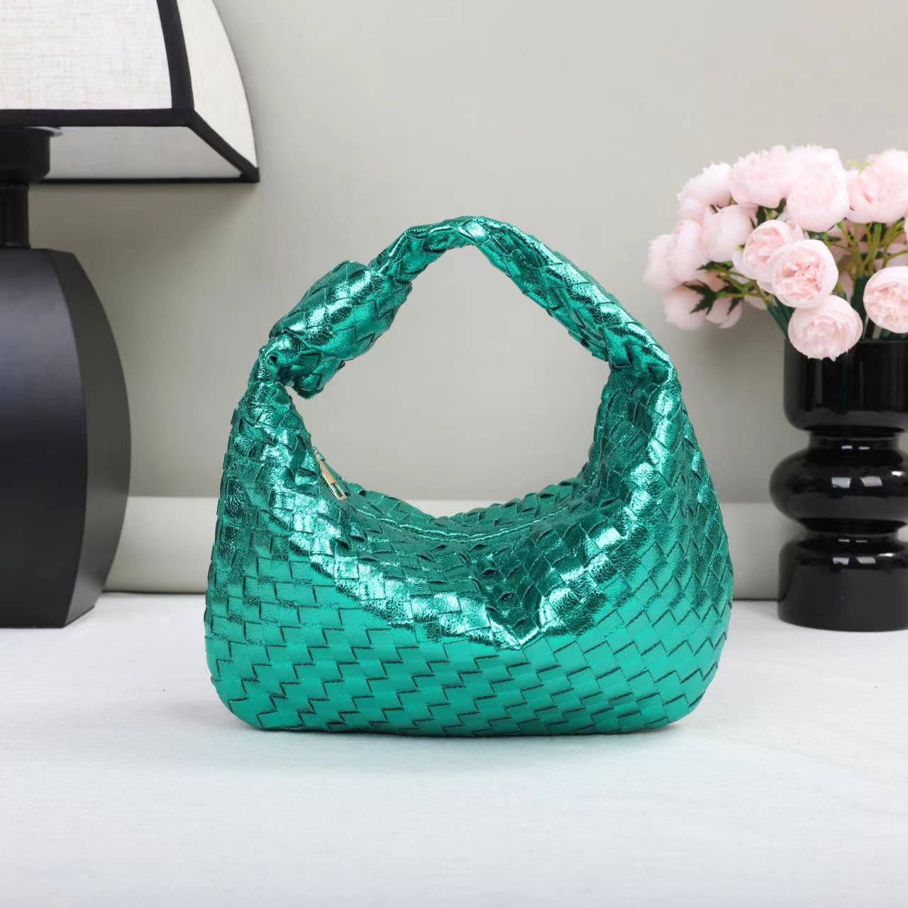 Hand Woven Metallic Mini Hobo - Assorted Colors