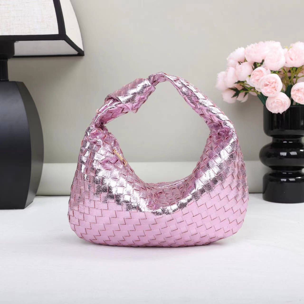 Hand Woven Metallic Mini Hobo - Assorted Colors