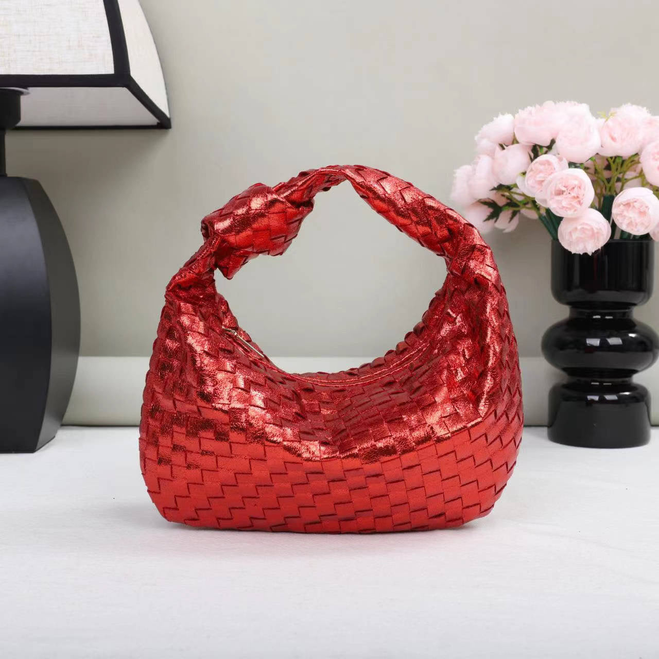 Hand Woven Metallic Mini Hobo - Assorted Colors